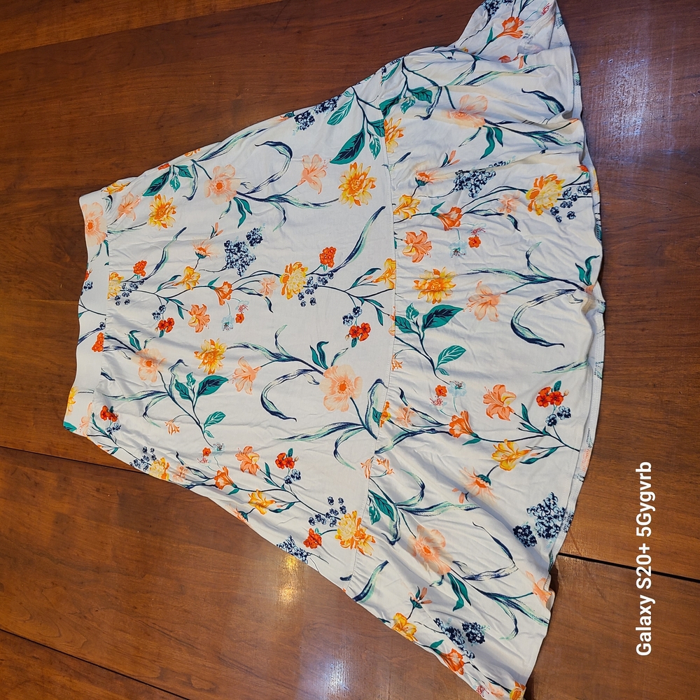 Floral Skirt with Orange and Green Accents
